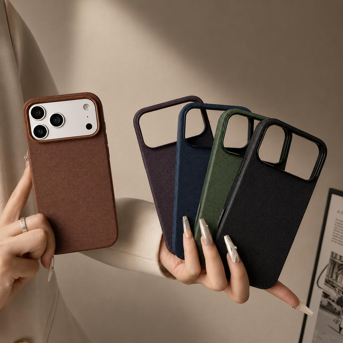 Premium iPhone Case MagSafe Magnetic Business Cover Wireless Charging Full Protection Polyester Fiber Design