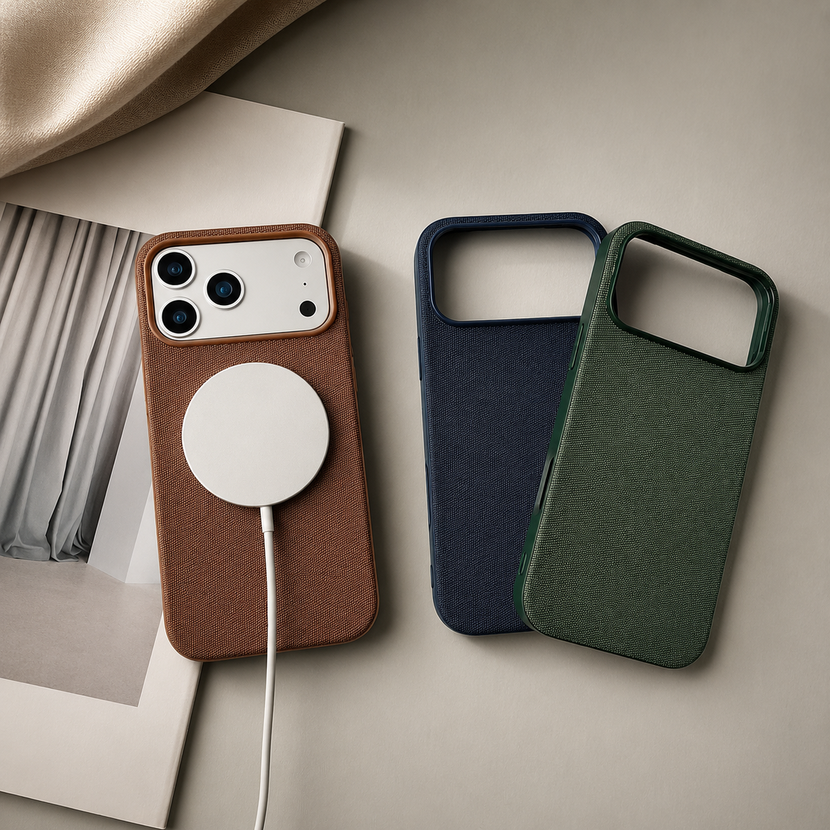 Premium iPhone Case MagSafe Magnetic Business Cover Wireless Charging Full Protection Polyester Fiber Design