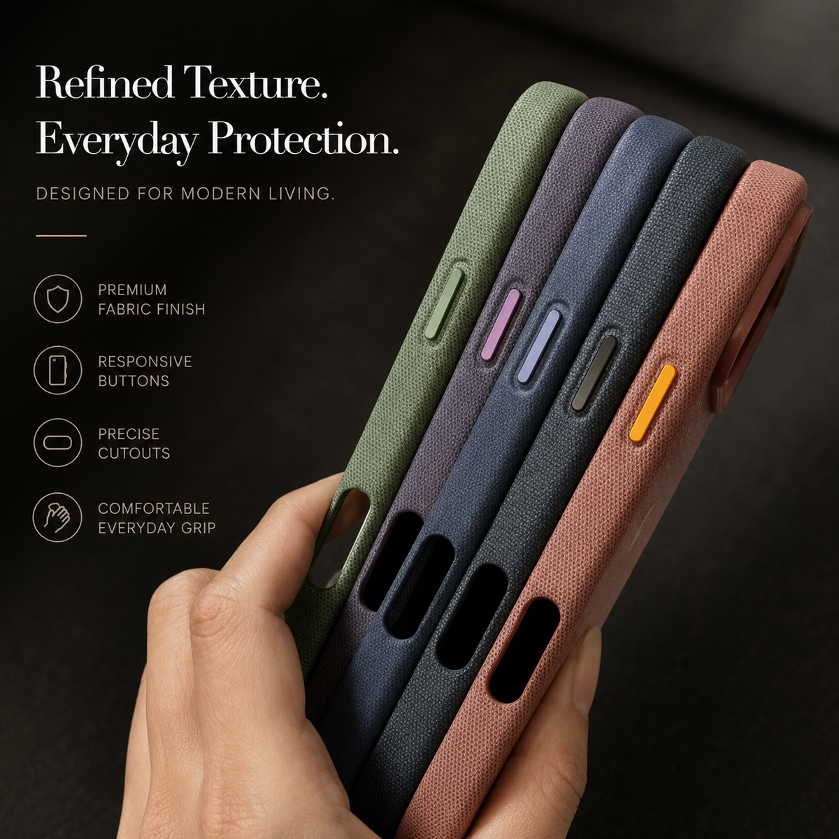 Premium iPhone Case MagSafe Magnetic Business Cover Wireless Charging Full Protection Polyester Fiber Design