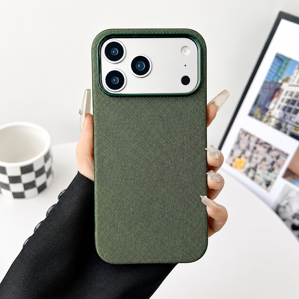 Premium iPhone Case MagSafe Magnetic Business Cover Wireless Charging Full Protection Polyester Fiber Design