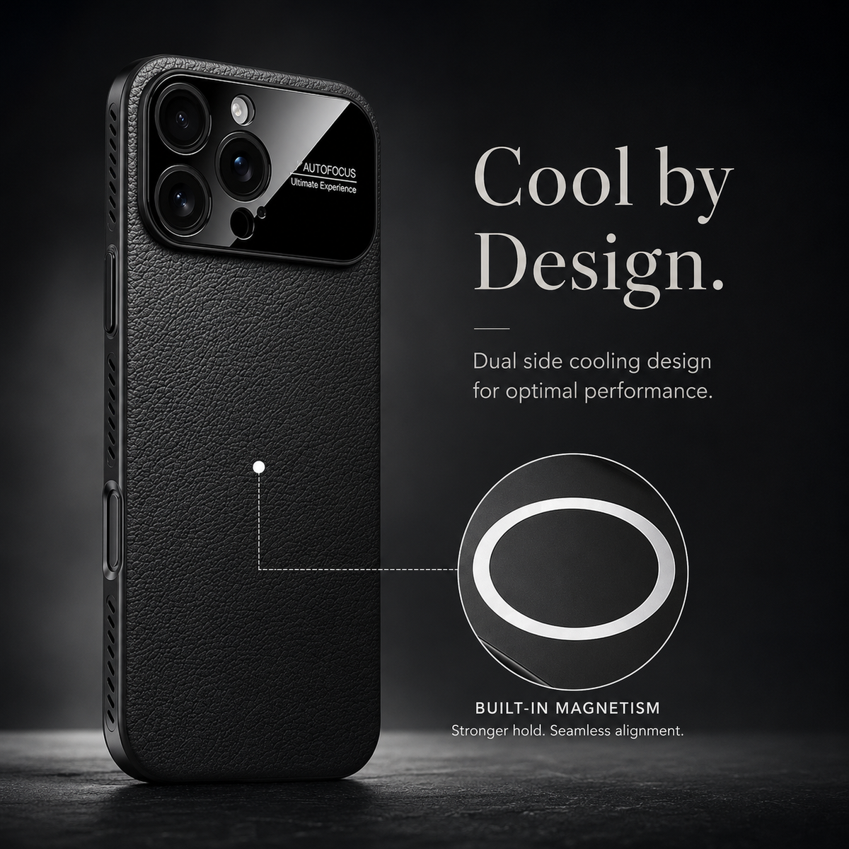 Premium iPhone Case MagSafe Magnetic Leather Border Cover Heat Dissipation Shockproof Anti Fingerprint Protective Case