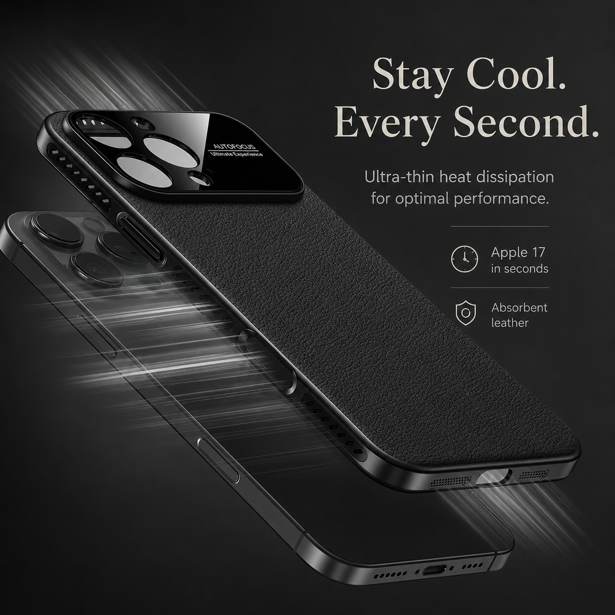 Premium iPhone Case MagSafe Magnetic Leather Border Cover Heat Dissipation Shockproof Anti Fingerprint Protective Case