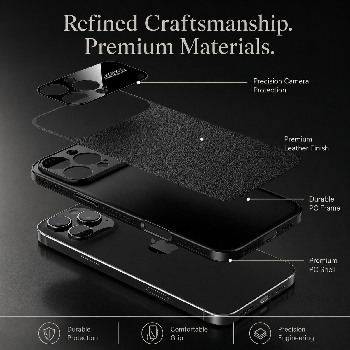 Premium iPhone Case MagSafe Magnetic Leather Border Cover Heat Dissipation Shockproof Anti Fingerprint Protective Case