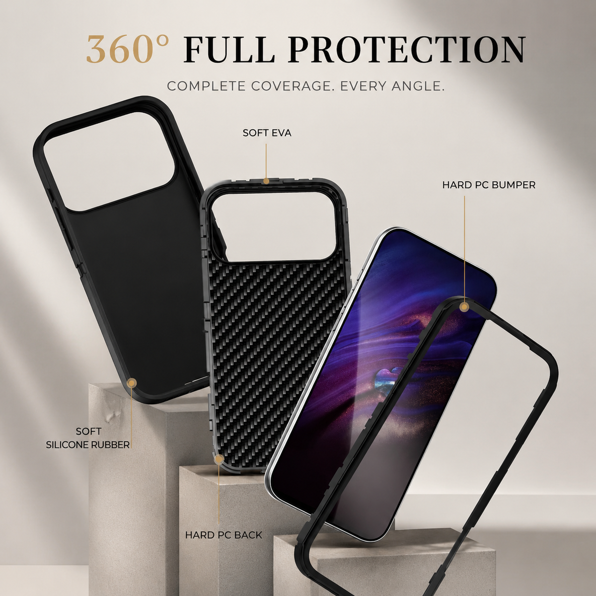 Premium iPhone Case MagSafe Rugged Armor Cover Shockproof PC TPU Defender Anti Slip Impact Resistant Durable Protective Full Coverage