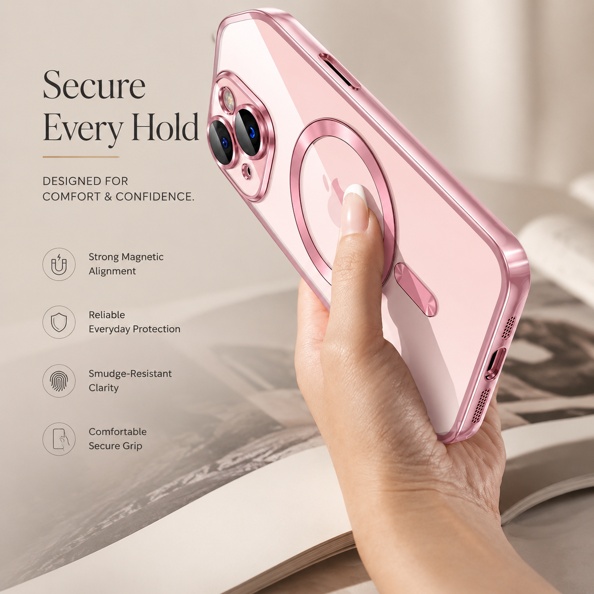 Premium iPhone Case MagSafe Transparent TPU Cover Magnetic Lens Protection Shockproof Anti Fingerprint Anti Scratch Full Coverage