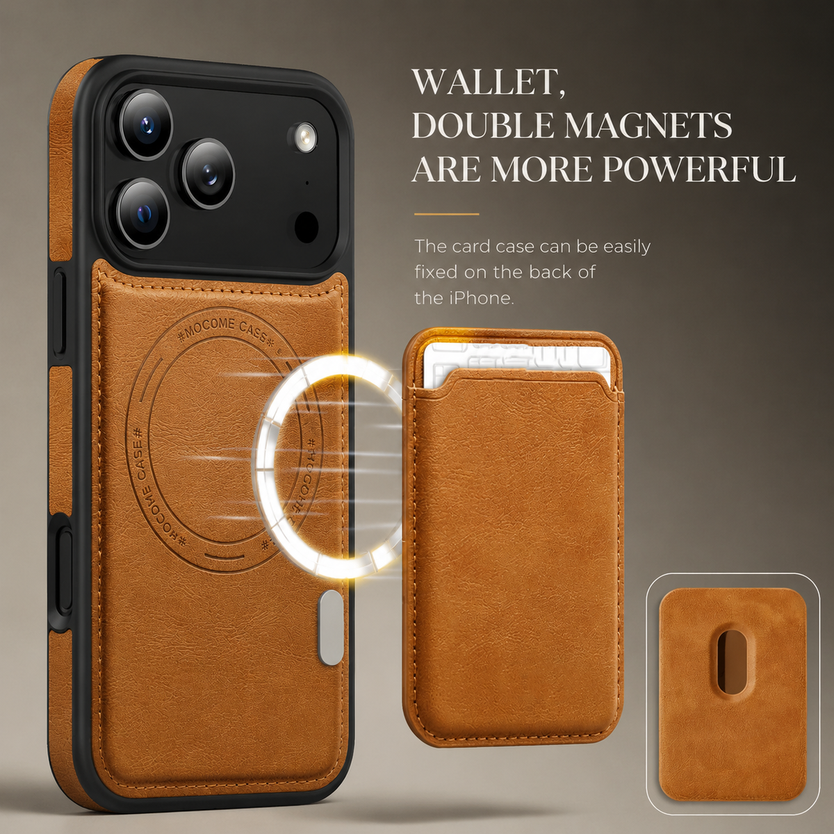 Premium iPhone Case Magnetic 2 In 1 Leather Card Holder Cover Wireless Charging Compatible Shockproof Dual Layer Protective Case