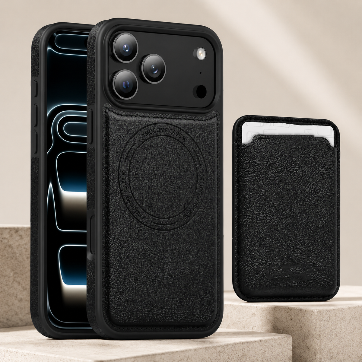 Premium iPhone Case Magnetic 2 In 1 Leather Card Holder Cover Wireless Charging Compatible Shockproof Dual Layer Protective Case