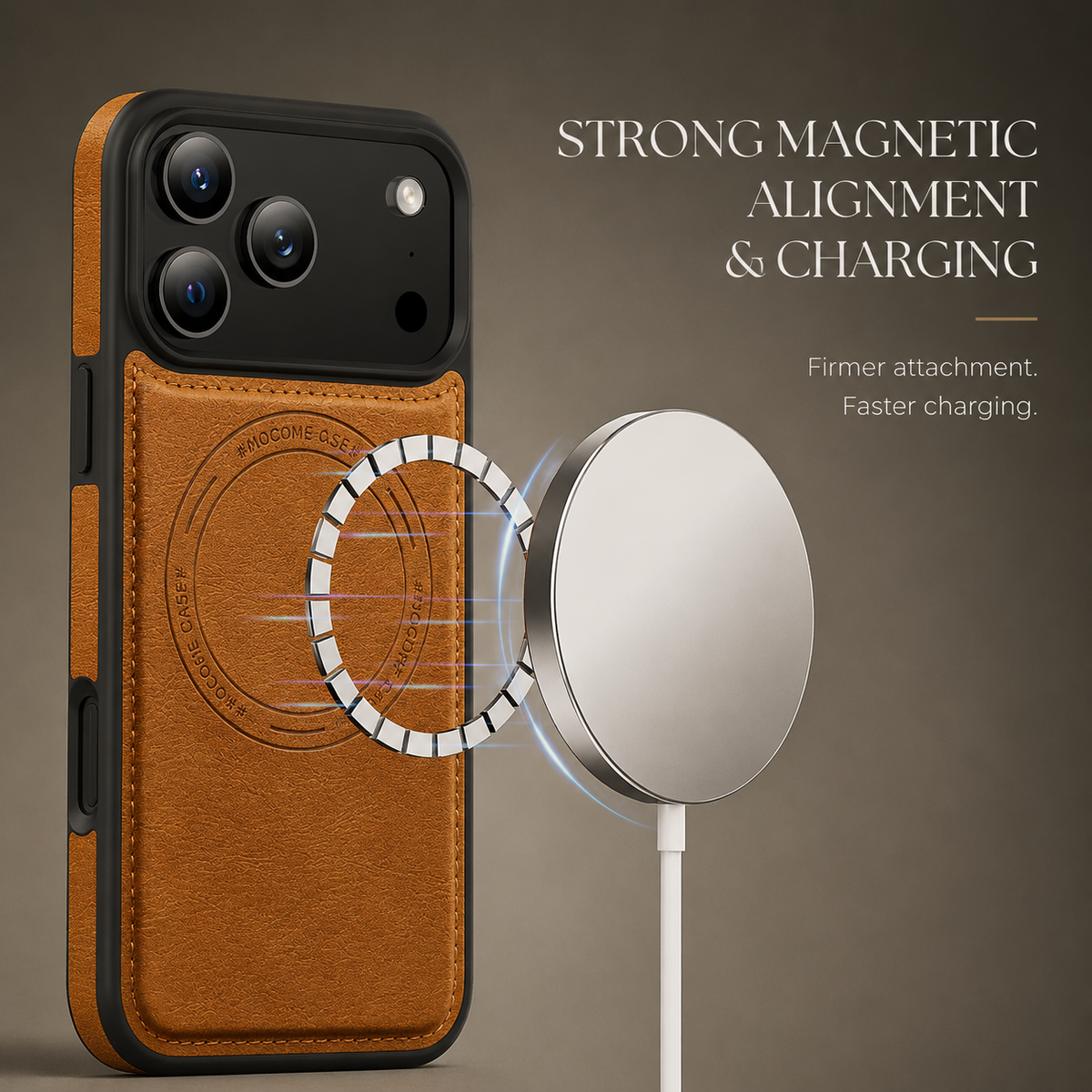 Premium iPhone Case Magnetic 2 In 1 Leather Card Holder Cover Wireless Charging Compatible Shockproof Dual Layer Protective Case