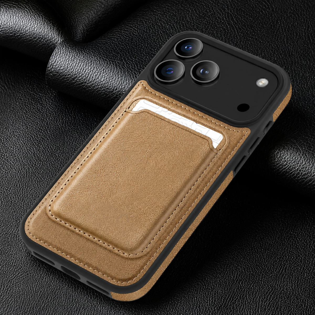 Premium iPhone Case Magnetic 2 In 1 Leather Card Holder Cover Wireless Charging Compatible Shockproof Dual Layer Protective Case