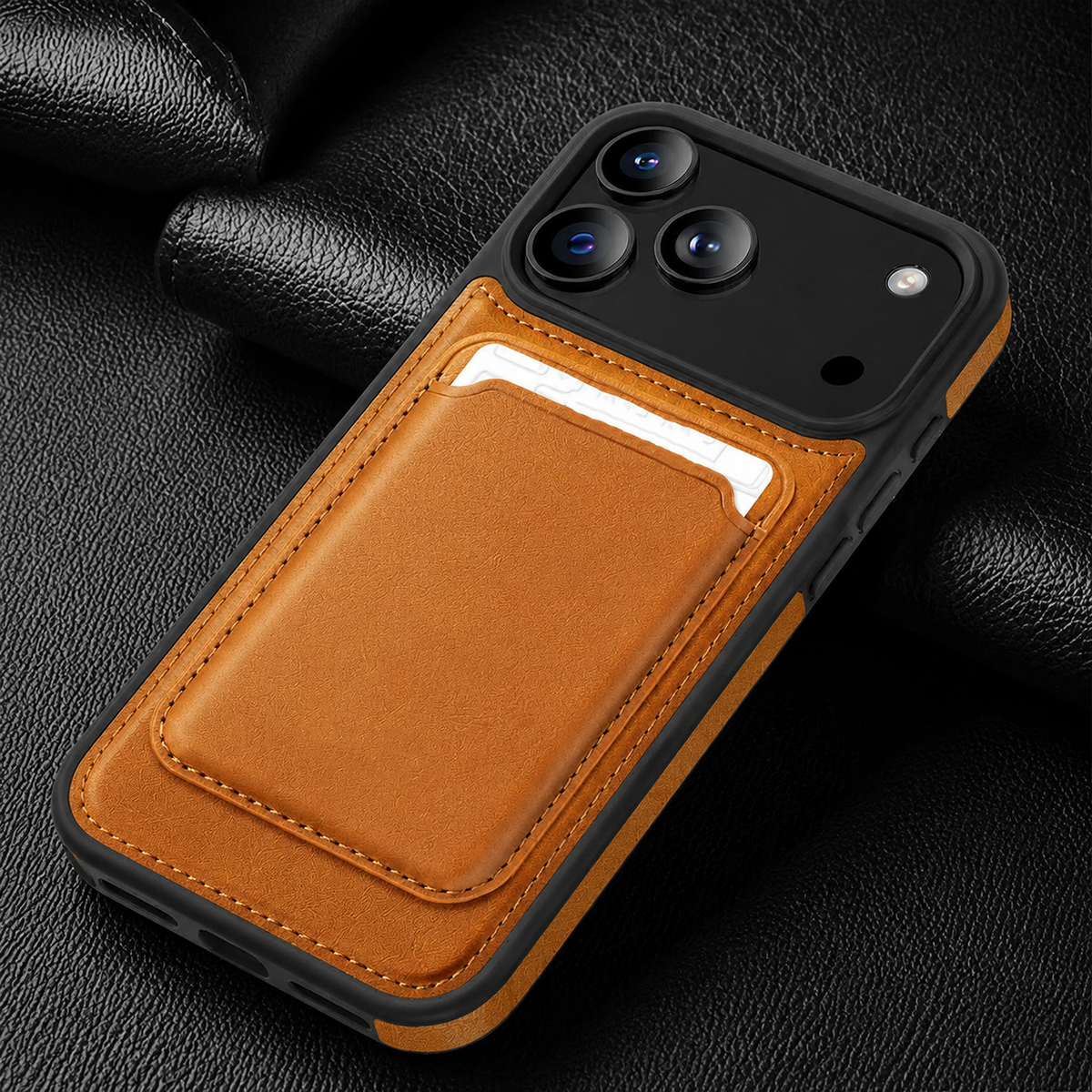 Premium iPhone Case Magnetic 2 In 1 Leather Card Holder Cover Wireless Charging Compatible Shockproof Dual Layer Protective Case
