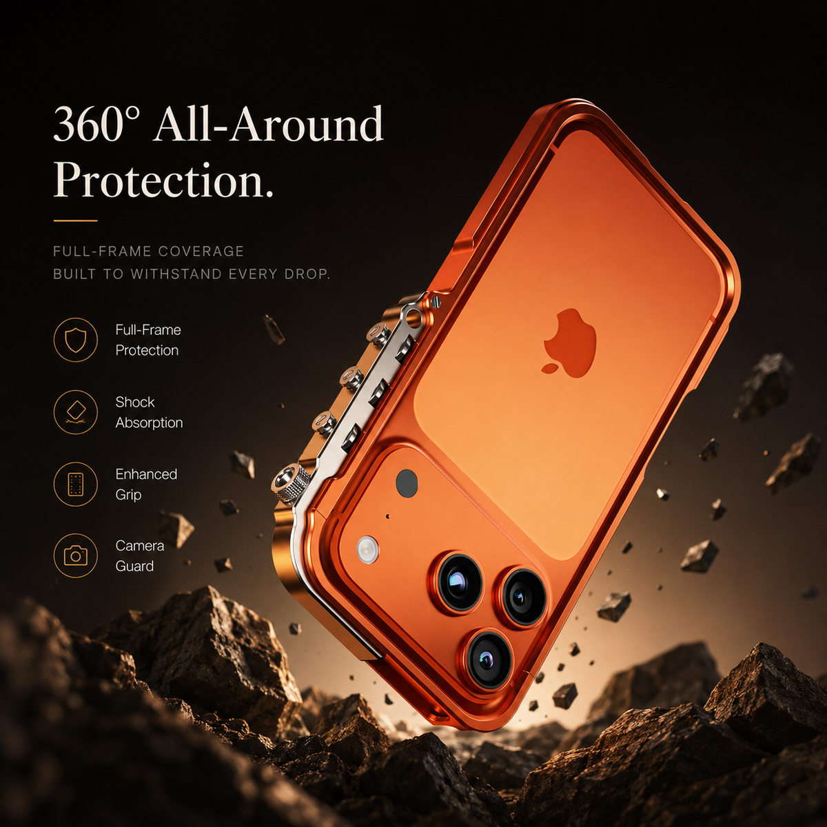 Premium iPhone Case Magnetic Aluminum Alloy Cyberpunk Bumper Shockproof Heat Dissipation Non Slip Lightweight Protective Frame
