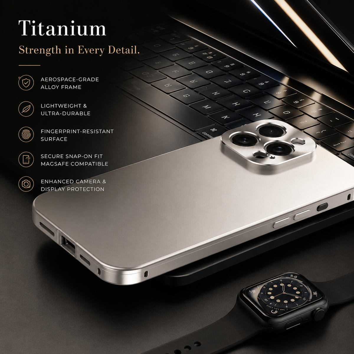 Premium iPhone Case Magnetic Aluminum Frame Shockproof Protective Cover Full Camera Lens Protection Slim Metal Design Wireless Charging Compatible