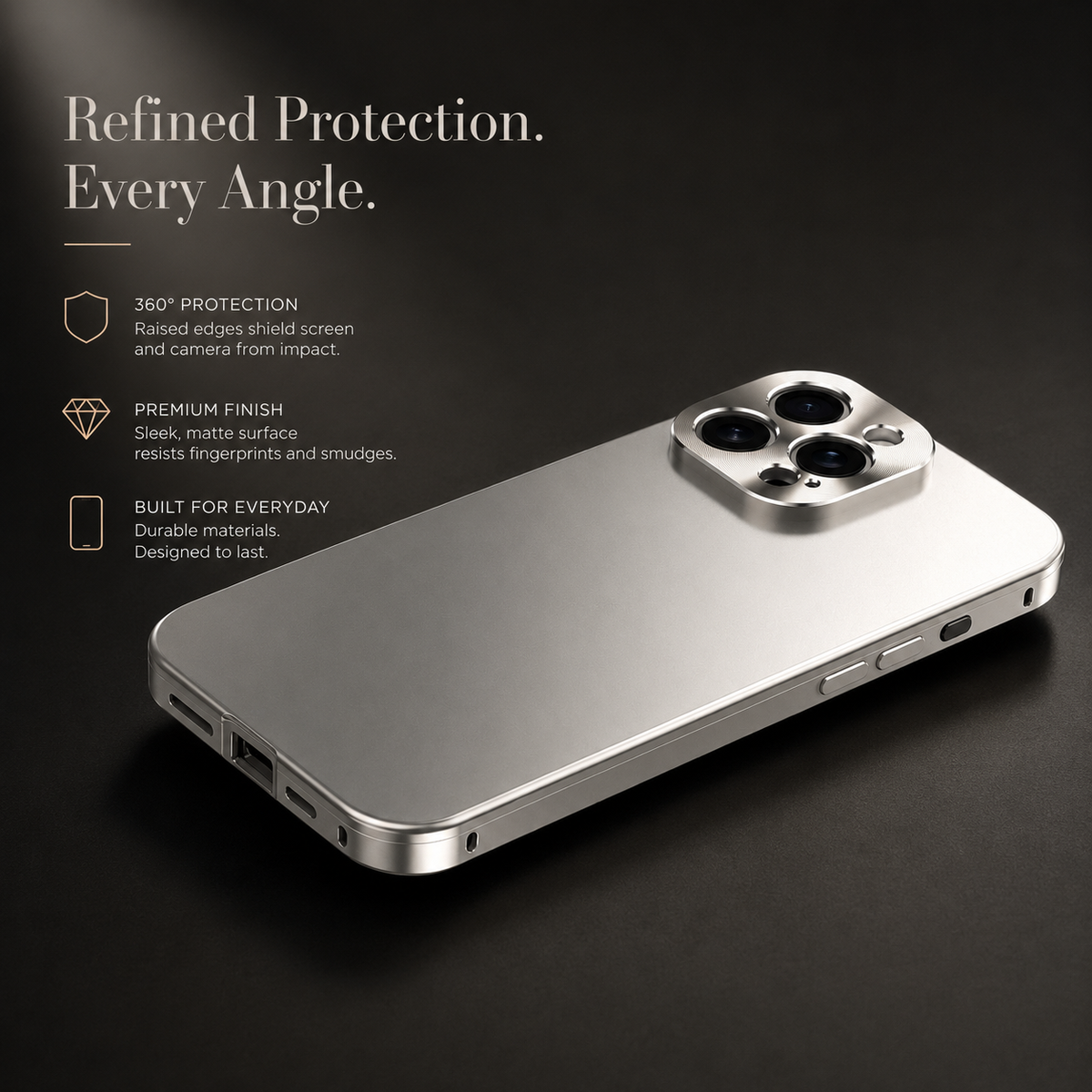 Premium iPhone Case Magnetic Aluminum Frame Shockproof Protective Cover Full Camera Lens Protection Slim Metal Design Wireless Charging Compatible