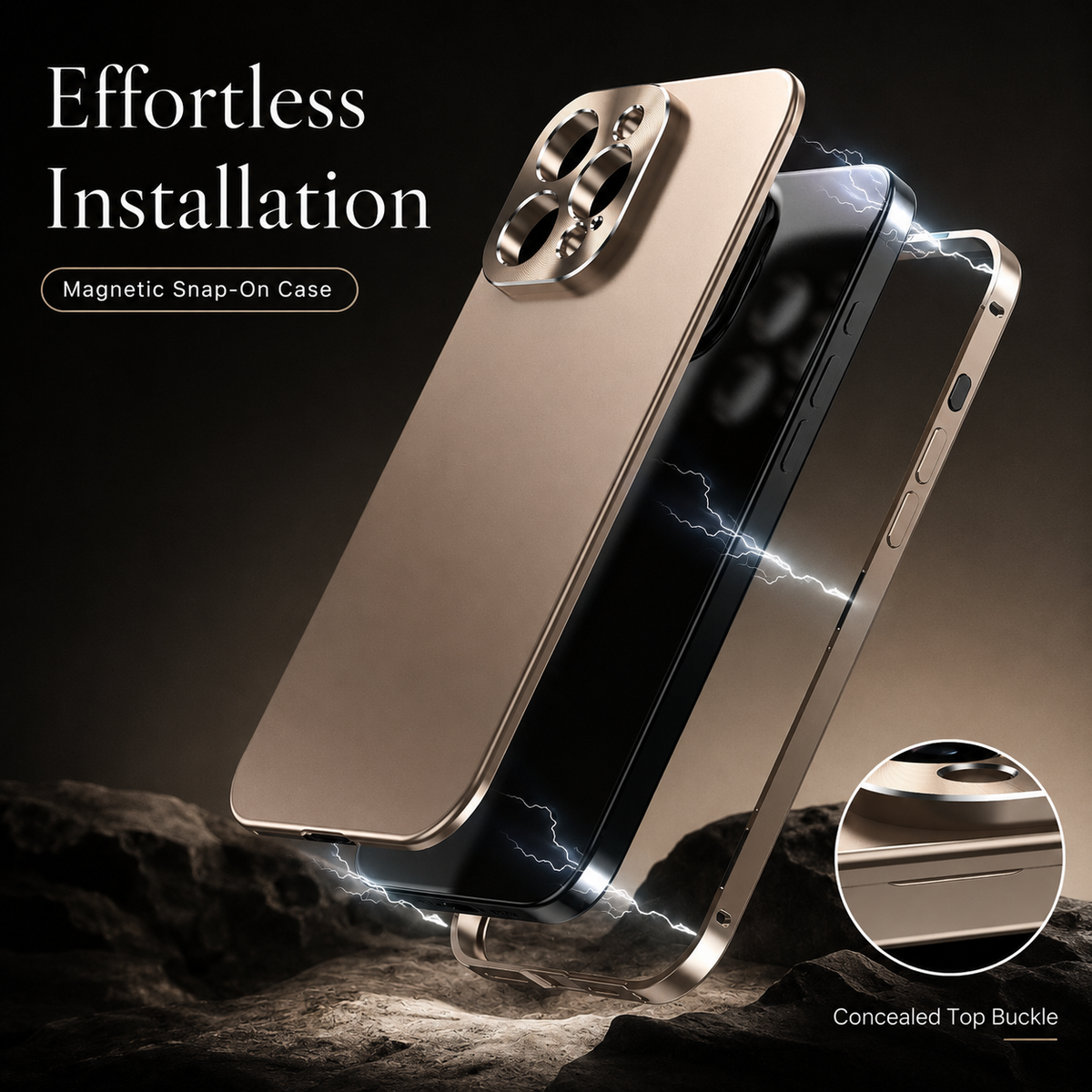 Premium iPhone Case Magnetic Aluminum Frame Shockproof Protective Cover Full Camera Lens Protection Slim Metal Design Wireless Charging Compatible