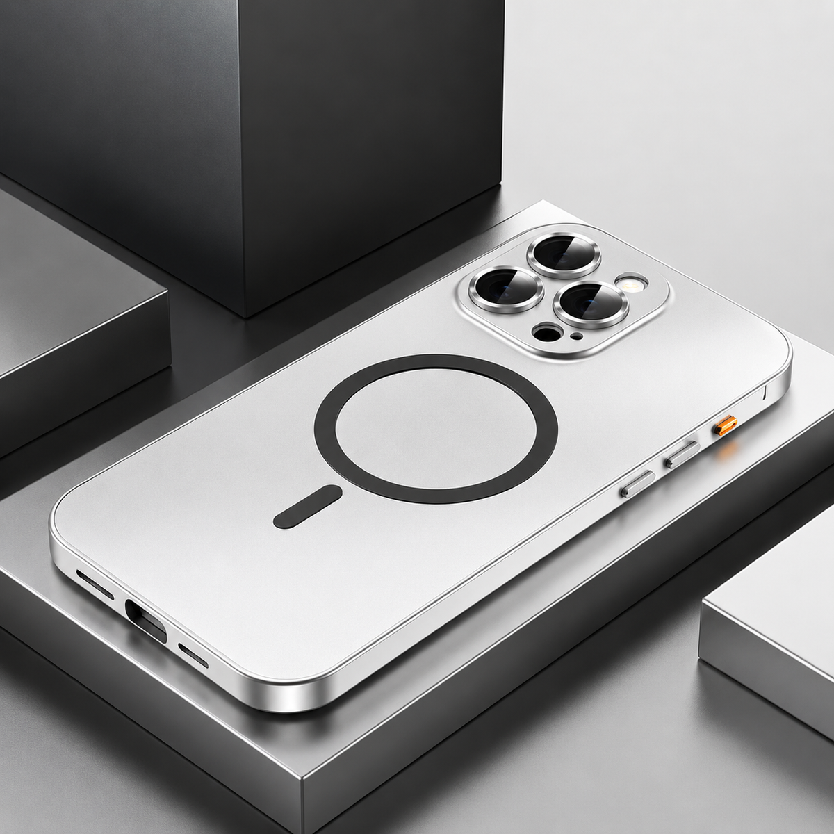 Premium iPhone Case Magnetic Aluminum Metal Frame Cover Hard PC Back MagSafe Shockproof Matte Anti Fingerprint Protection