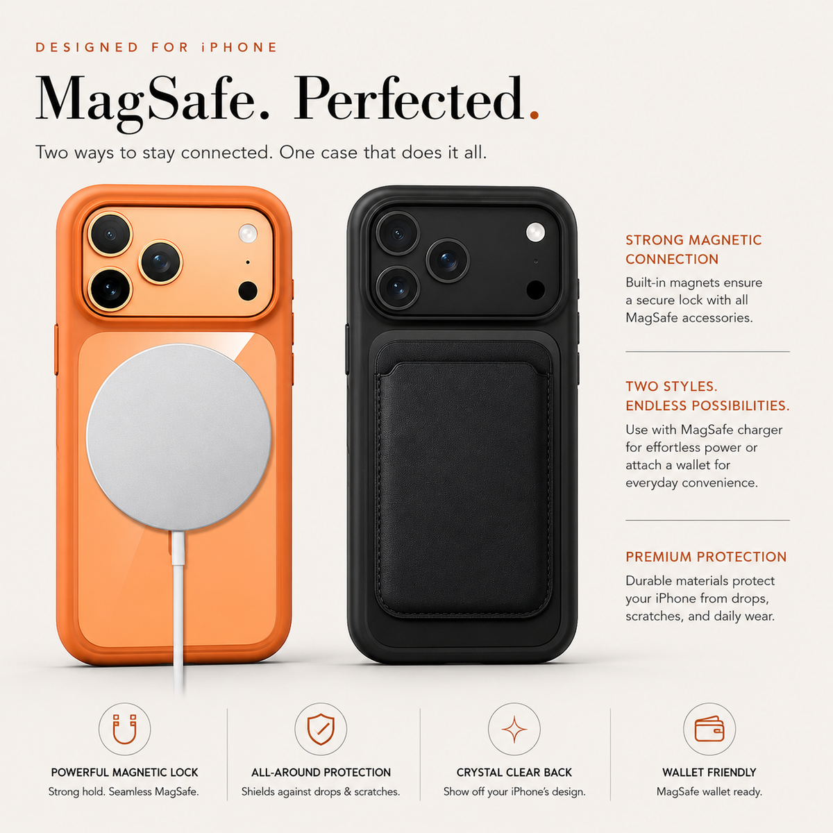 Premium iPhone Case Magnetic Clear Armor Cover MagSafe Compatible Shockproof Camera Protection Anti Scratch Full Coverage