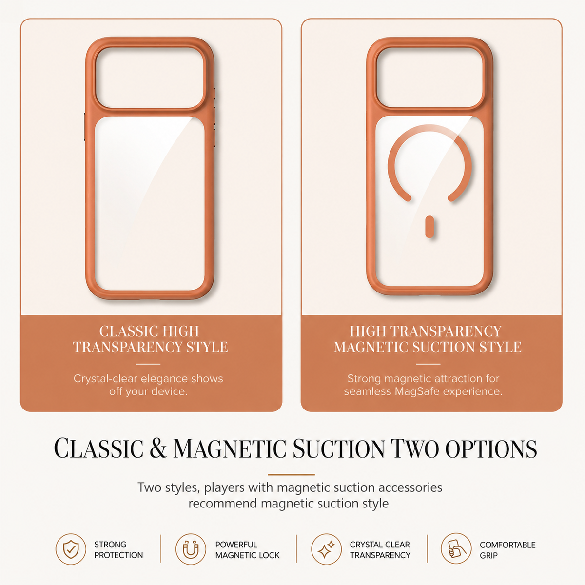 Premium iPhone Case Magnetic Clear Armor Cover MagSafe Compatible Shockproof Camera Protection Anti Scratch Full Coverage