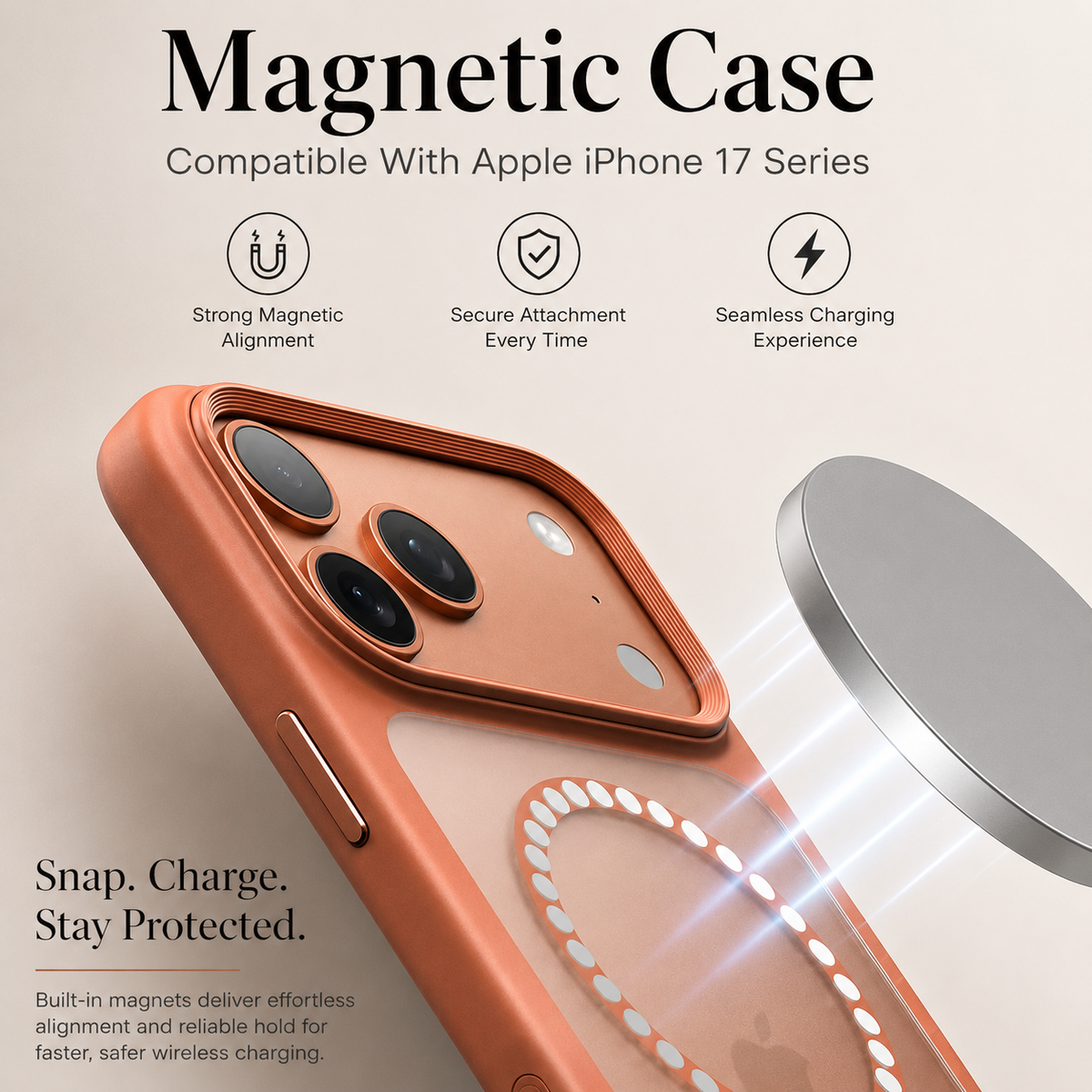 Premium iPhone Case Magnetic Clear Armor Cover MagSafe Compatible Shockproof Camera Protection Anti Scratch Full Coverage