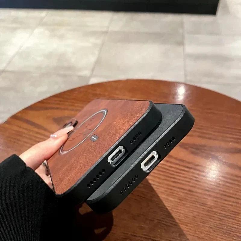 Premium iPhone Case Magnetic Deer Head Leather Cover Wireless Charging Compatible Shockproof Soft Protective Case with Matte Anti Fingerprint Finish