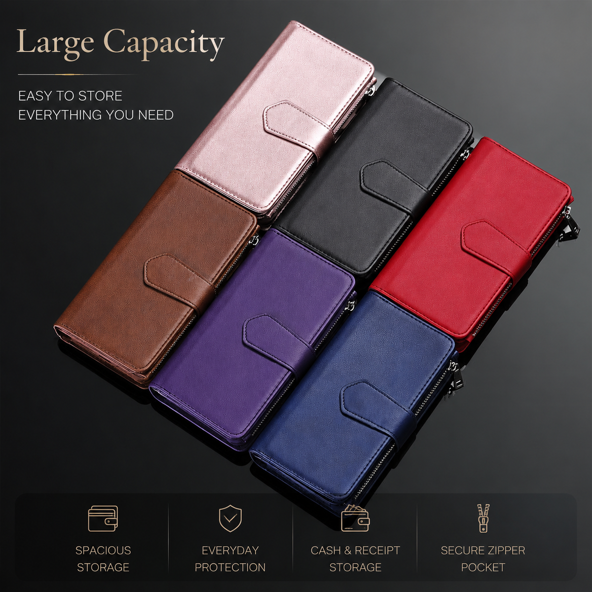 Premium iPhone Case Magnetic Detachable Wallet Flip Cover PU Leather Card Holder Stand Feature Full Protection
