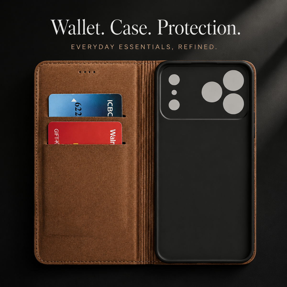 Premium iPhone Case Magnetic Flip Wallet Cover with Grid Pattern Cowhide Leather Kickstand Function Full Protection TPU Bumper Design