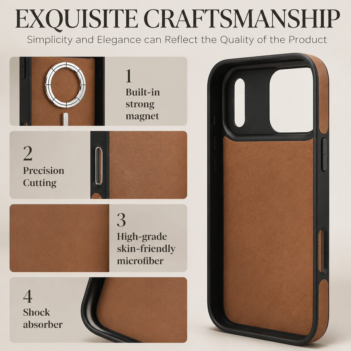 Premium iPhone Case Magnetic Leather Wallet Cover Flip Card Holder MagSafe Dual Layer Shockproof Matte Protection