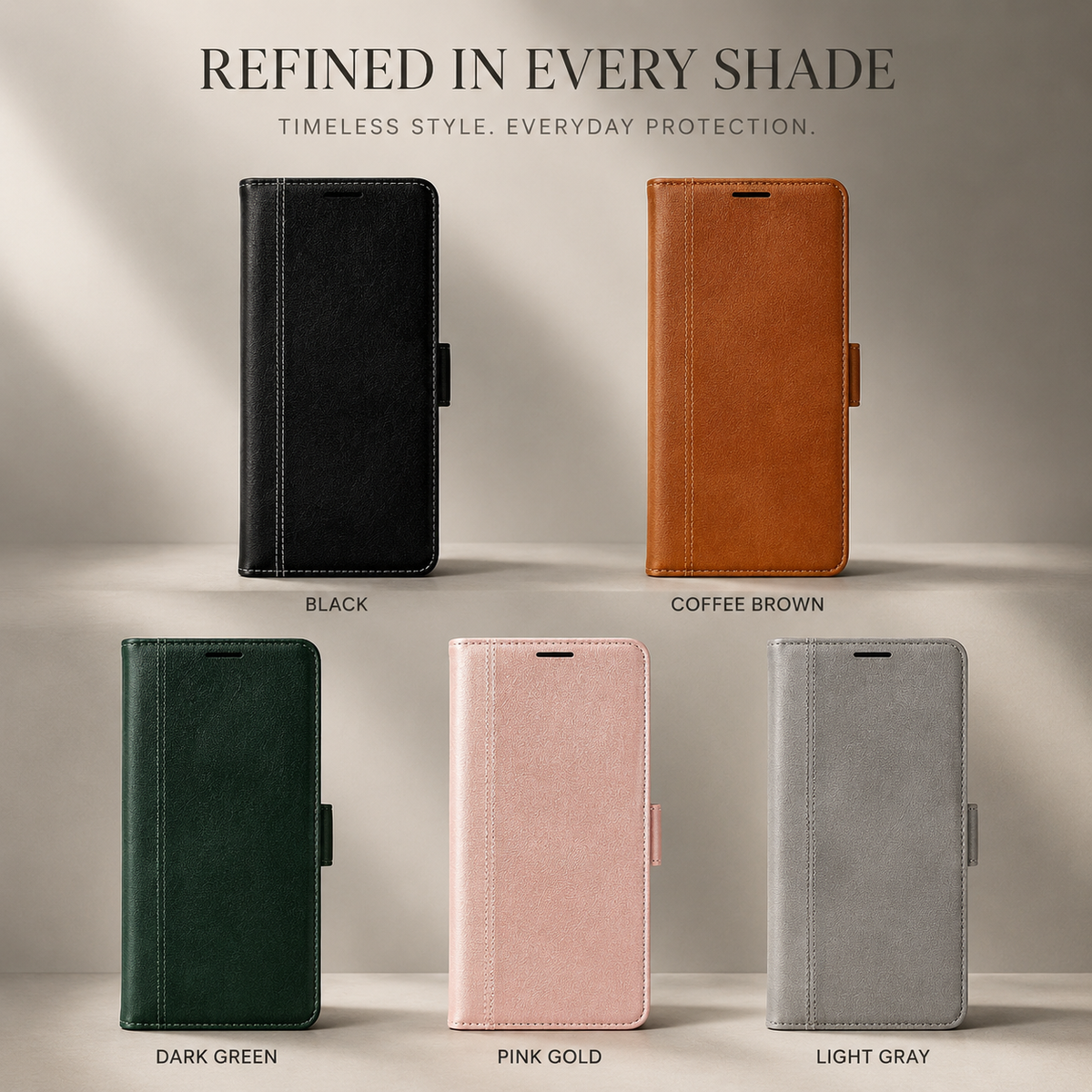 Premium iPhone Case Magnetic Leather Wallet Cover Flip Card Holder MagSafe Dual Layer Shockproof Matte Protection
