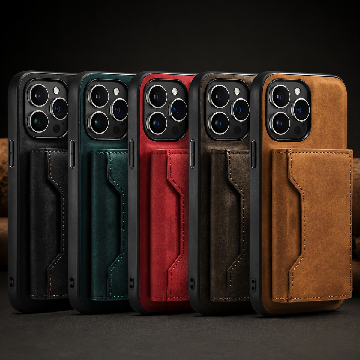 Premium iPhone Case Magnetic Leather Wallet Cover Kickstand Card Holder Money Storage Shockproof Protective Design