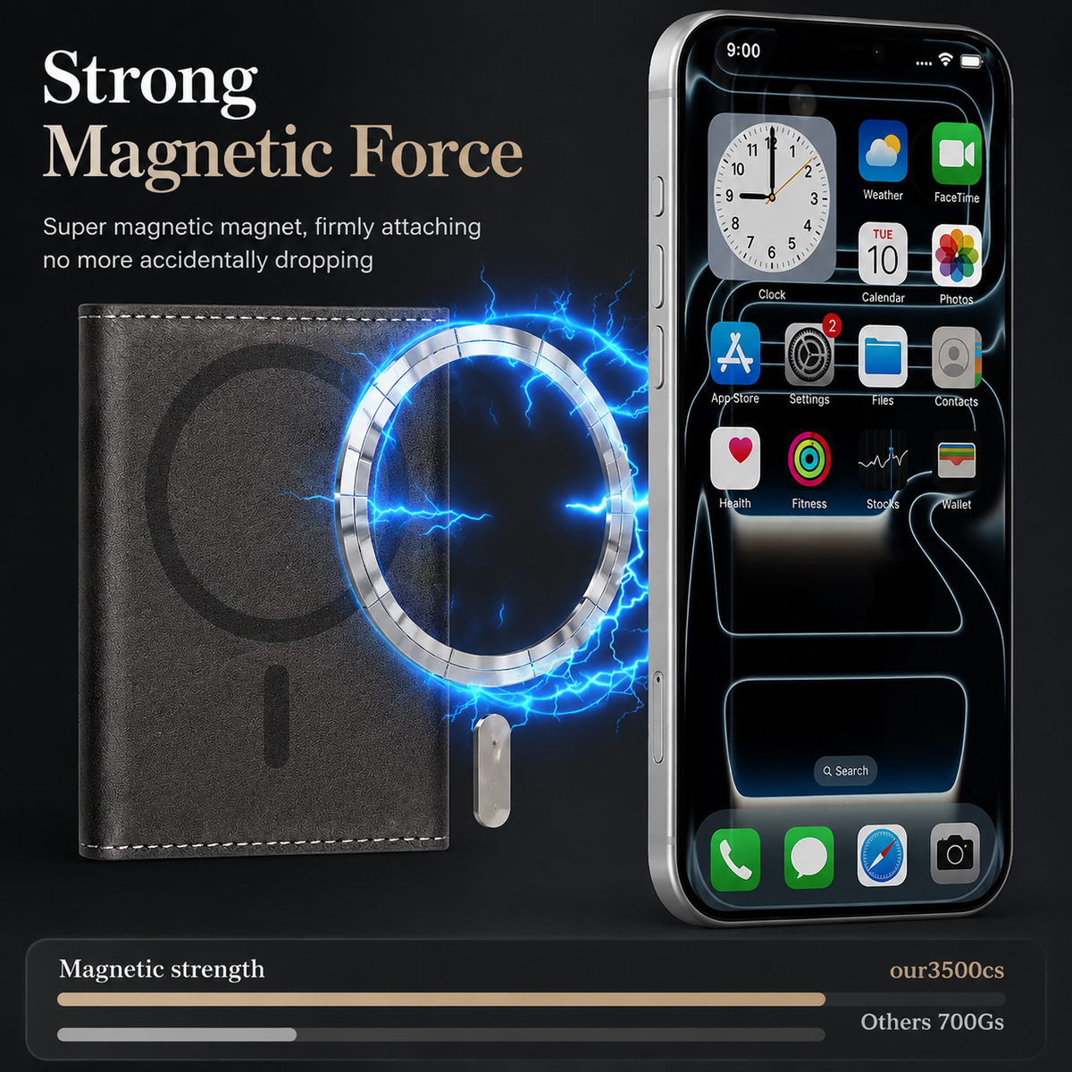 Premium iPhone Case Magnetic PU Leather Wallet Cover Card Holder MagSafe Shockproof Secure Storage Protection
