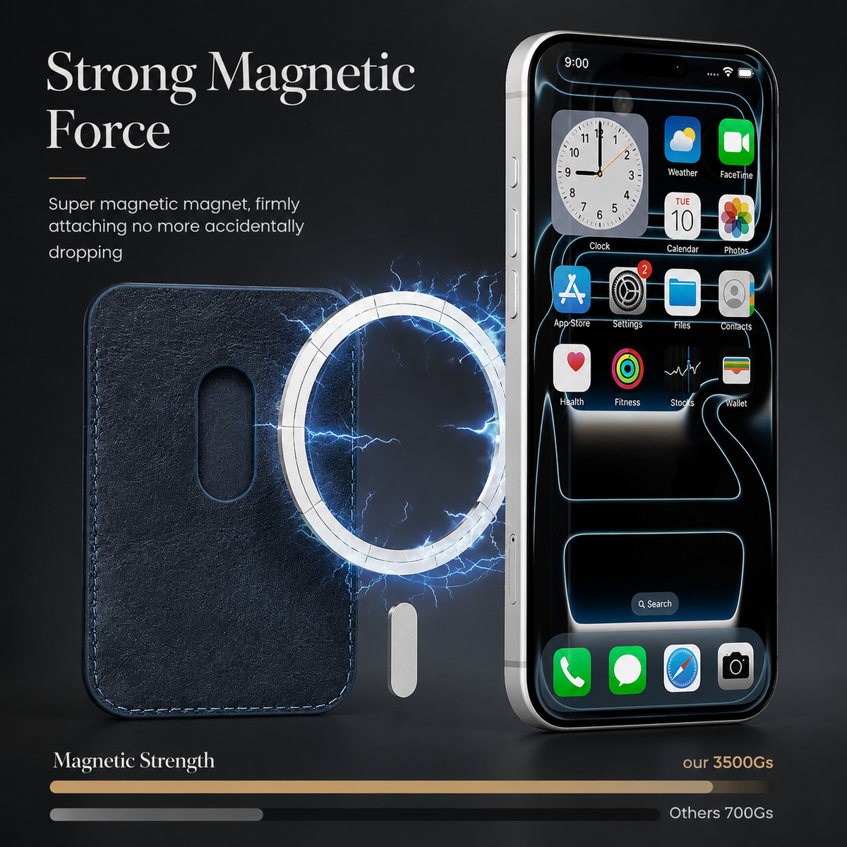 Premium iPhone Case Magnetic RFID Leather Wallet Cover Card Holder MagSafe Shockproof Secure Storage Protection