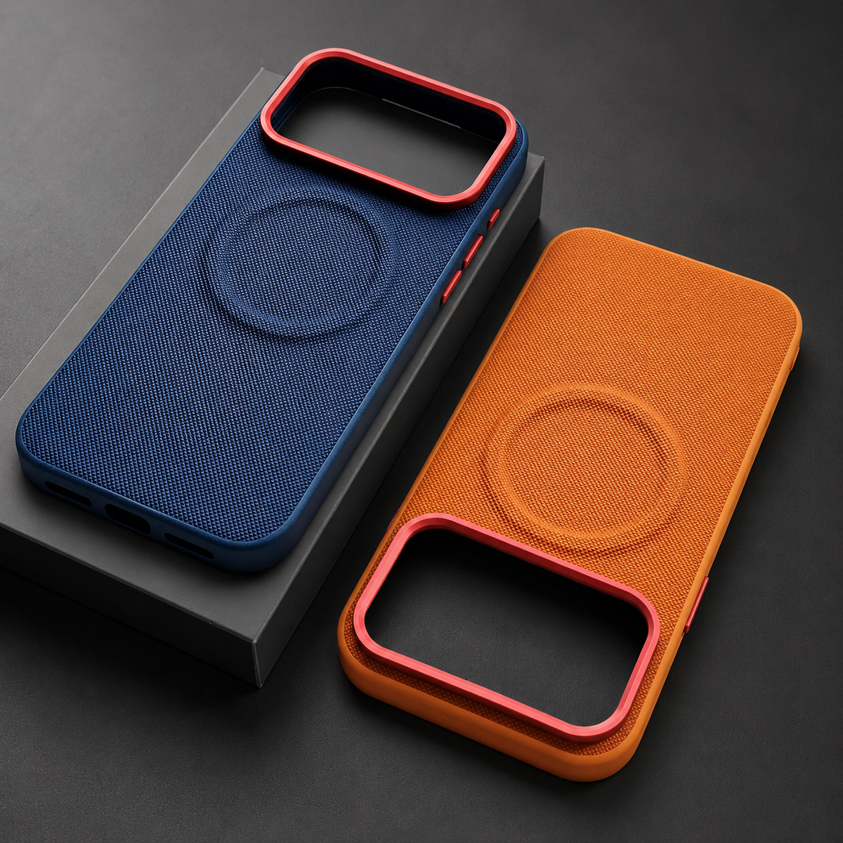 Premium iPhone Case Magnetic Shockproof Leather Cover Diamond Texture Grain MagSafe Wireless Charging Protection