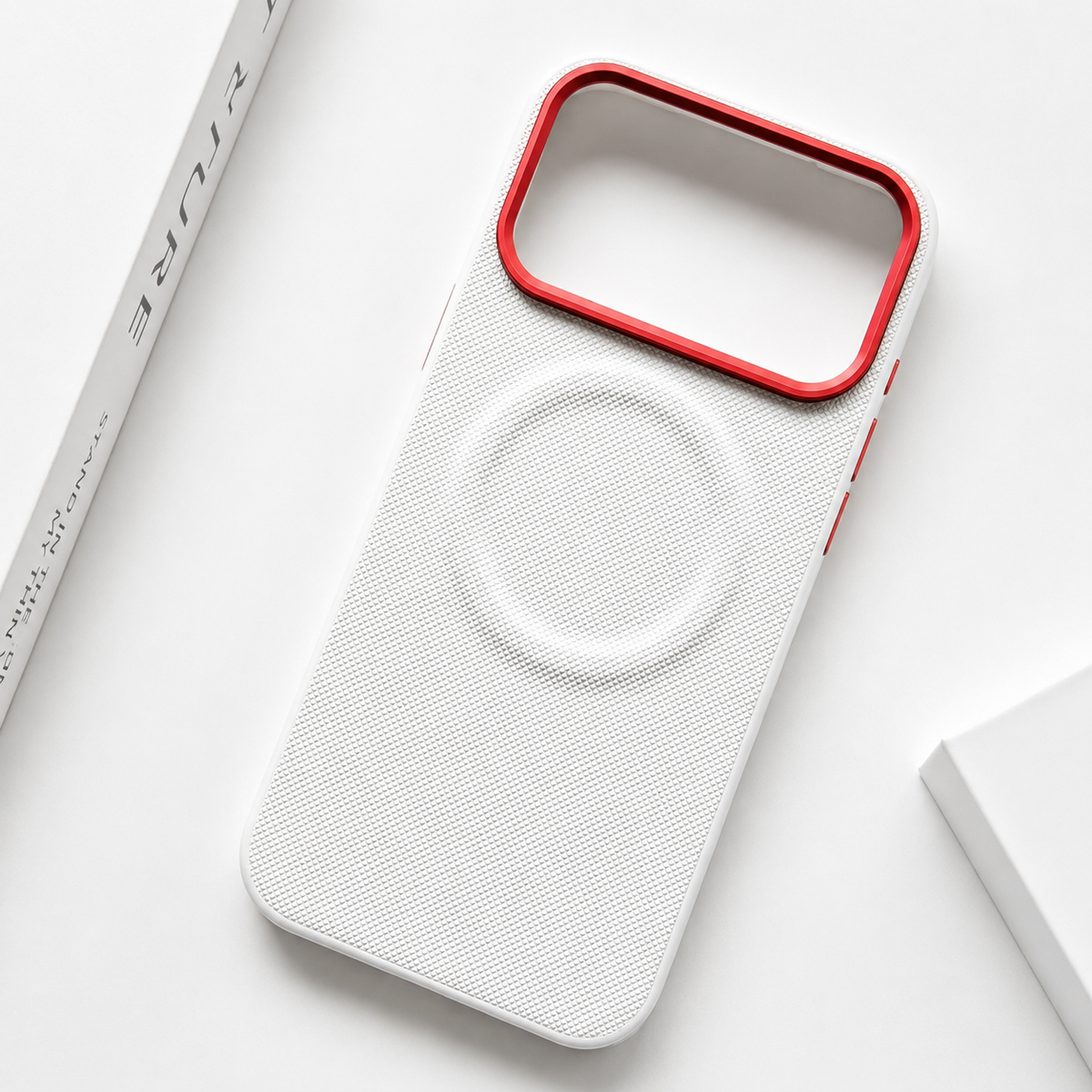 Premium iPhone Case Magnetic Shockproof Leather Cover Diamond Texture Grain MagSafe Wireless Charging Protection
