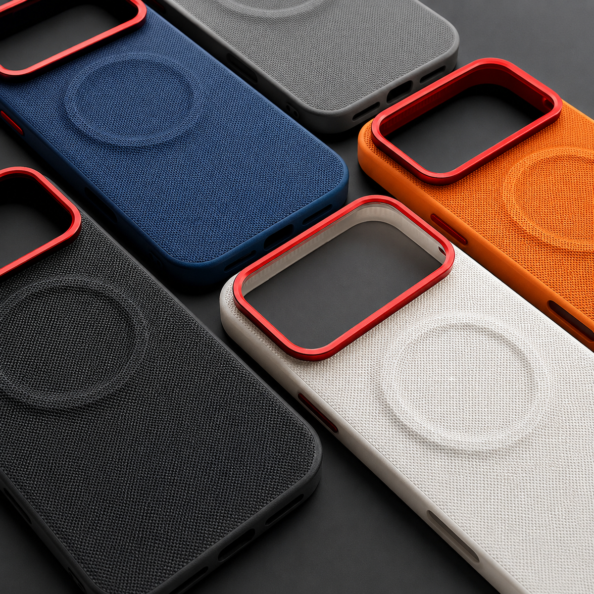 Premium iPhone Case Magnetic Shockproof Leather Cover Diamond Texture Grain MagSafe Wireless Charging Protection