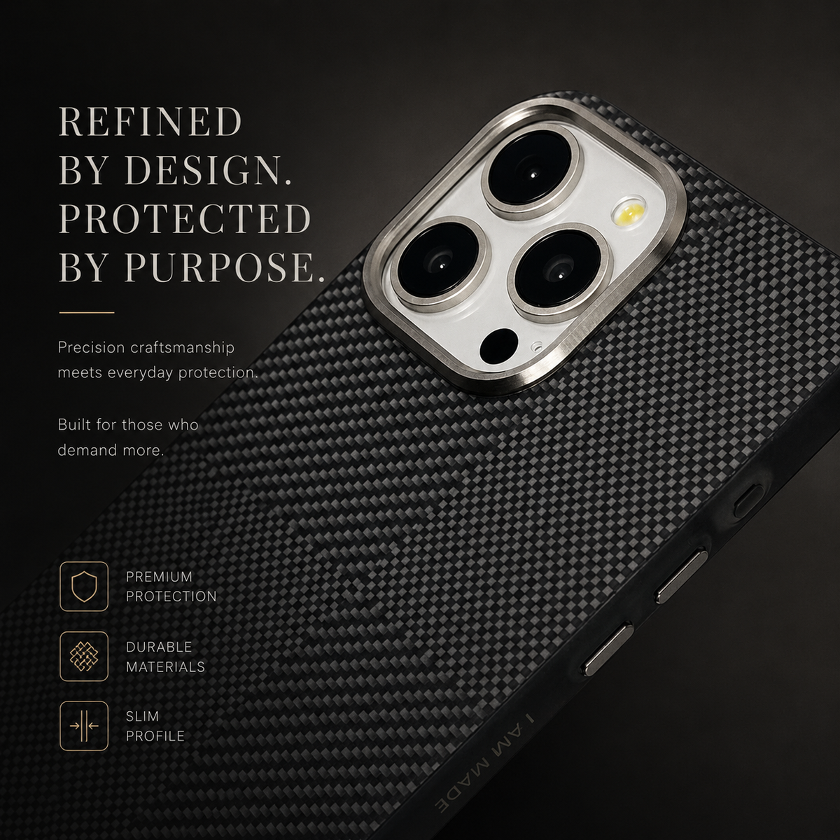 Premium iPhone Case Matte Carbon Fiber Magnetic Shockproof Hybrid Protective Cover with Metal Camera Frame