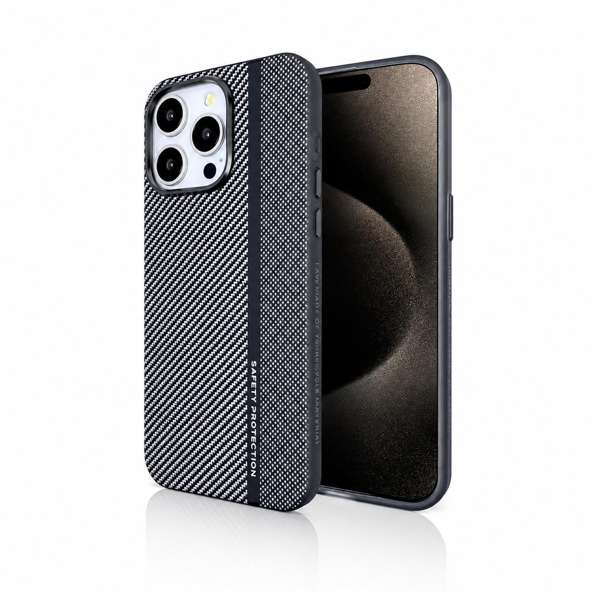 Premium iPhone Case Matte Carbon Fiber Magnetic Shockproof Hybrid Protective Cover with Metal Camera Frame
