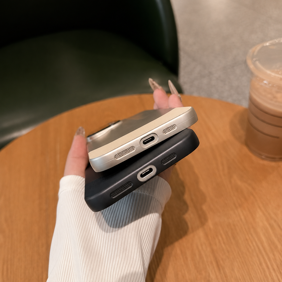 Premium iPhone Case Matte Leather Hard Shell Cover Anti Scratch Lens Protection Lightweight Protective Case