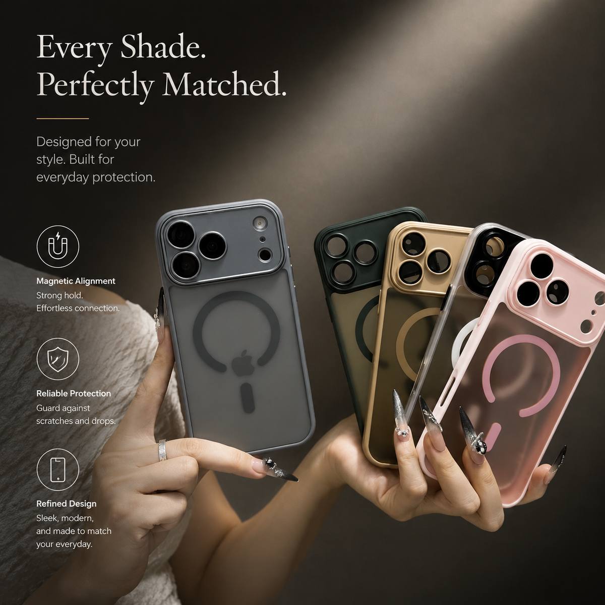 Premium iPhone Case Matte Magnetic Translucent Cover with MagSafe Wireless Charging Support Shockproof Anti Fingerprint PC TPU Protective Design
