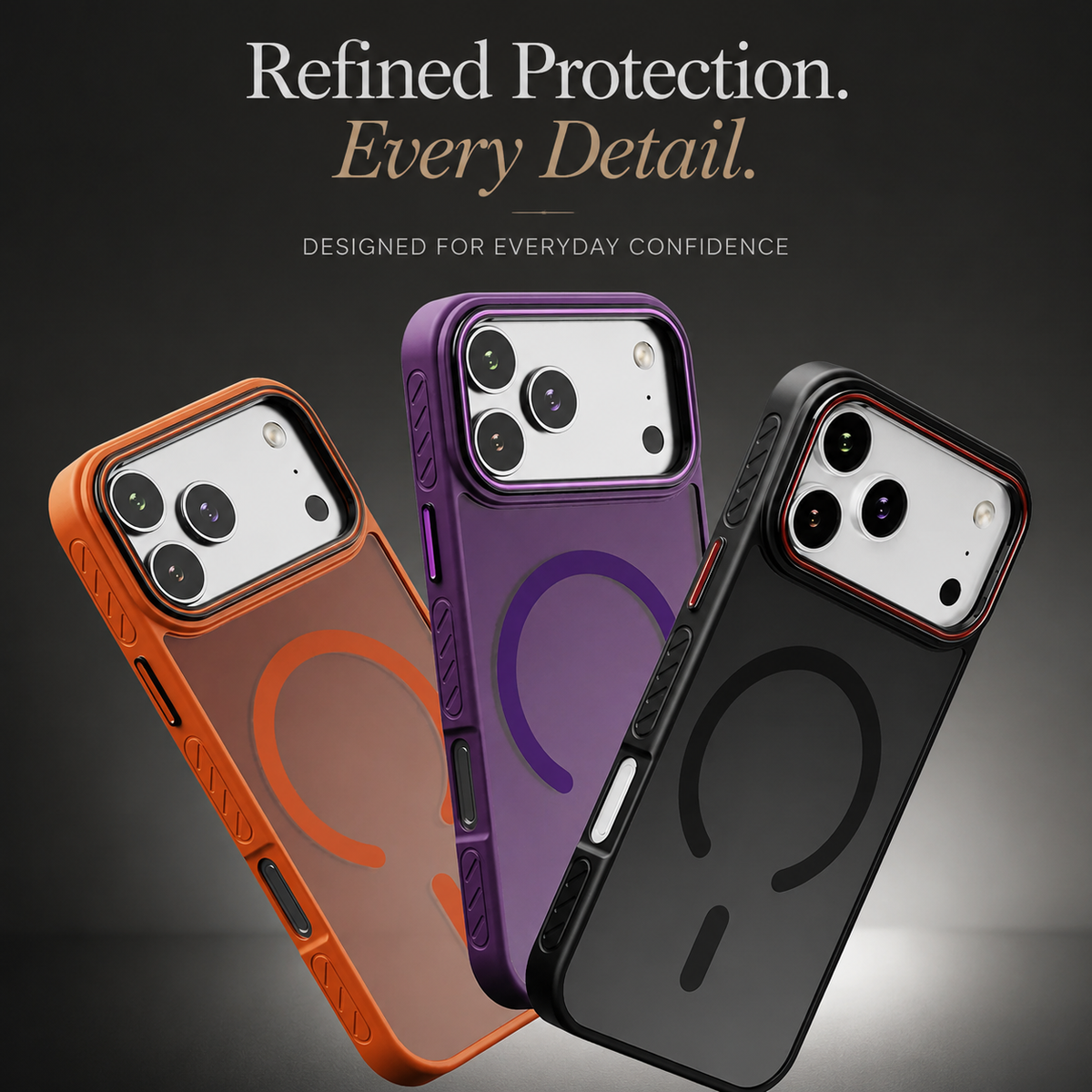 Premium iPhone Case Matte Transparent Magnetic Cover with MagSafe Wireless Charging Support Shockproof PC TPU Protective Design