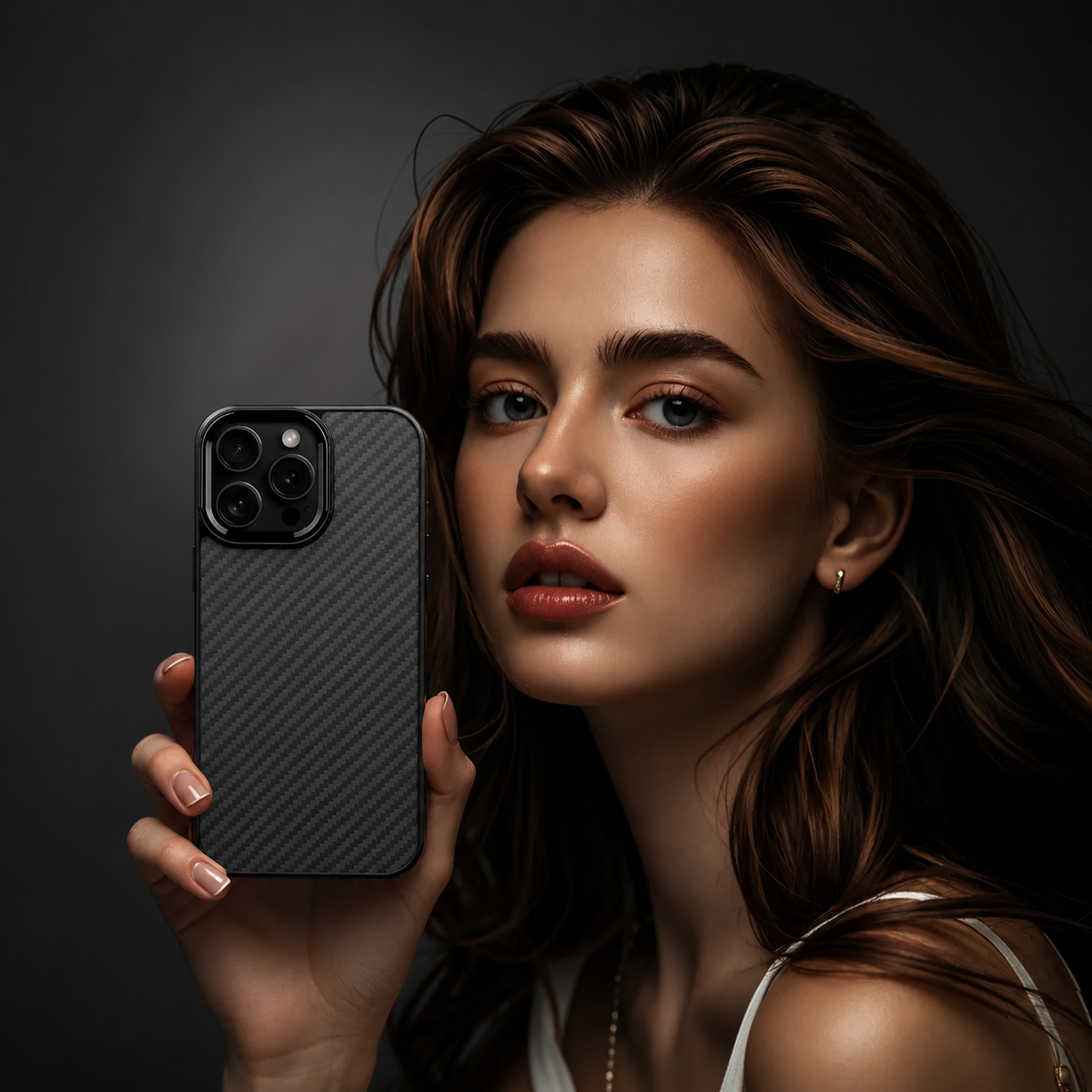 Premium iPhone Case Metal Frame Carbon Fiber Aramid Armor Cover Shockproof Full Coverage Wireless Charging Compatible Protective Design