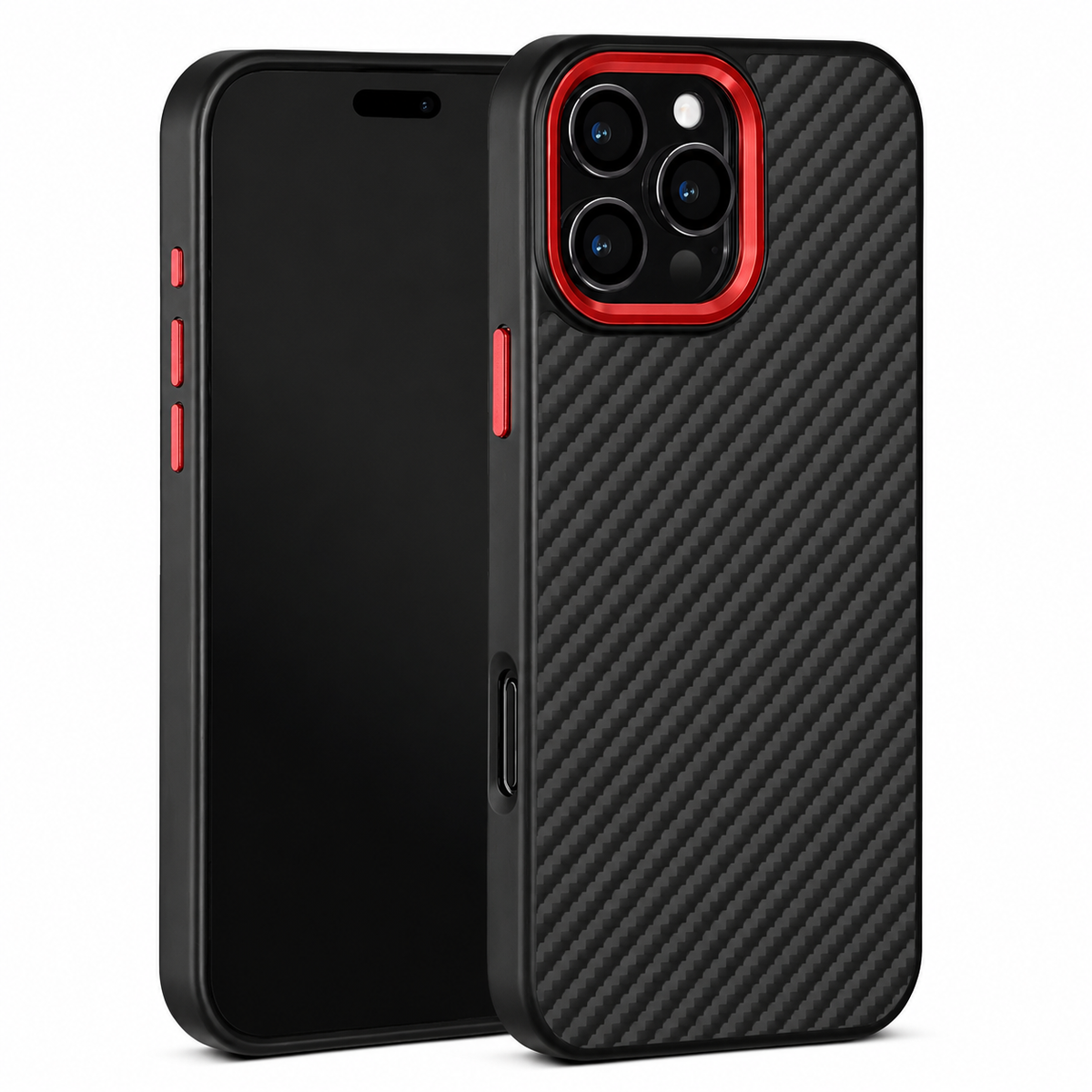 Premium iPhone Case Metal Frame Carbon Fiber Aramid Armor Cover Shockproof Full Coverage Wireless Charging Compatible Protective Design