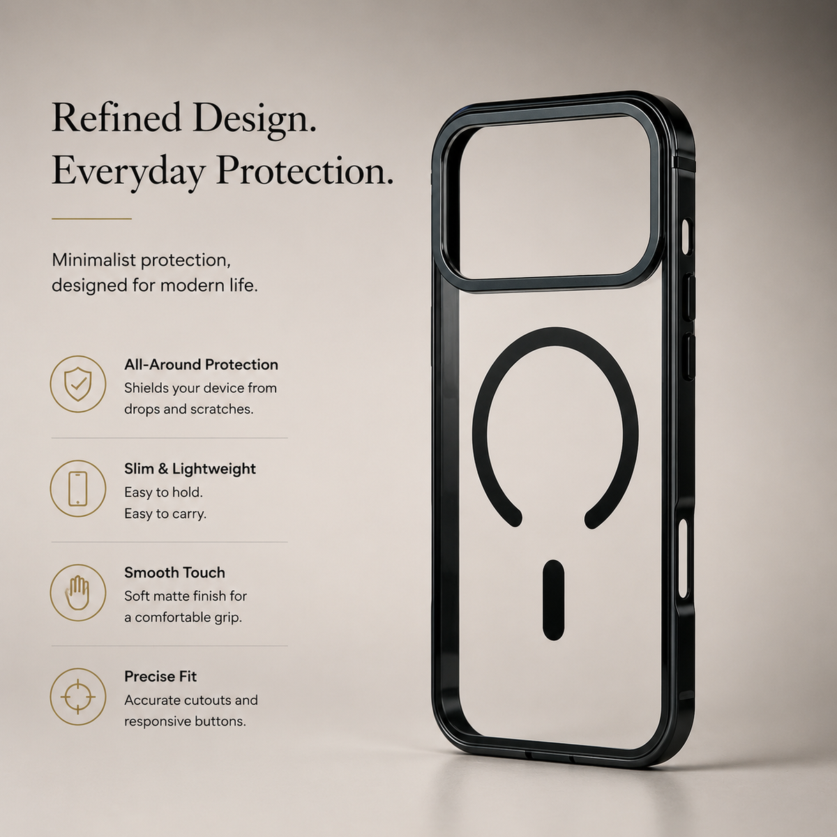 Premium iPhone Case Metal Frame Magnetic Cover Clear Back Protective Slim Full Coverage