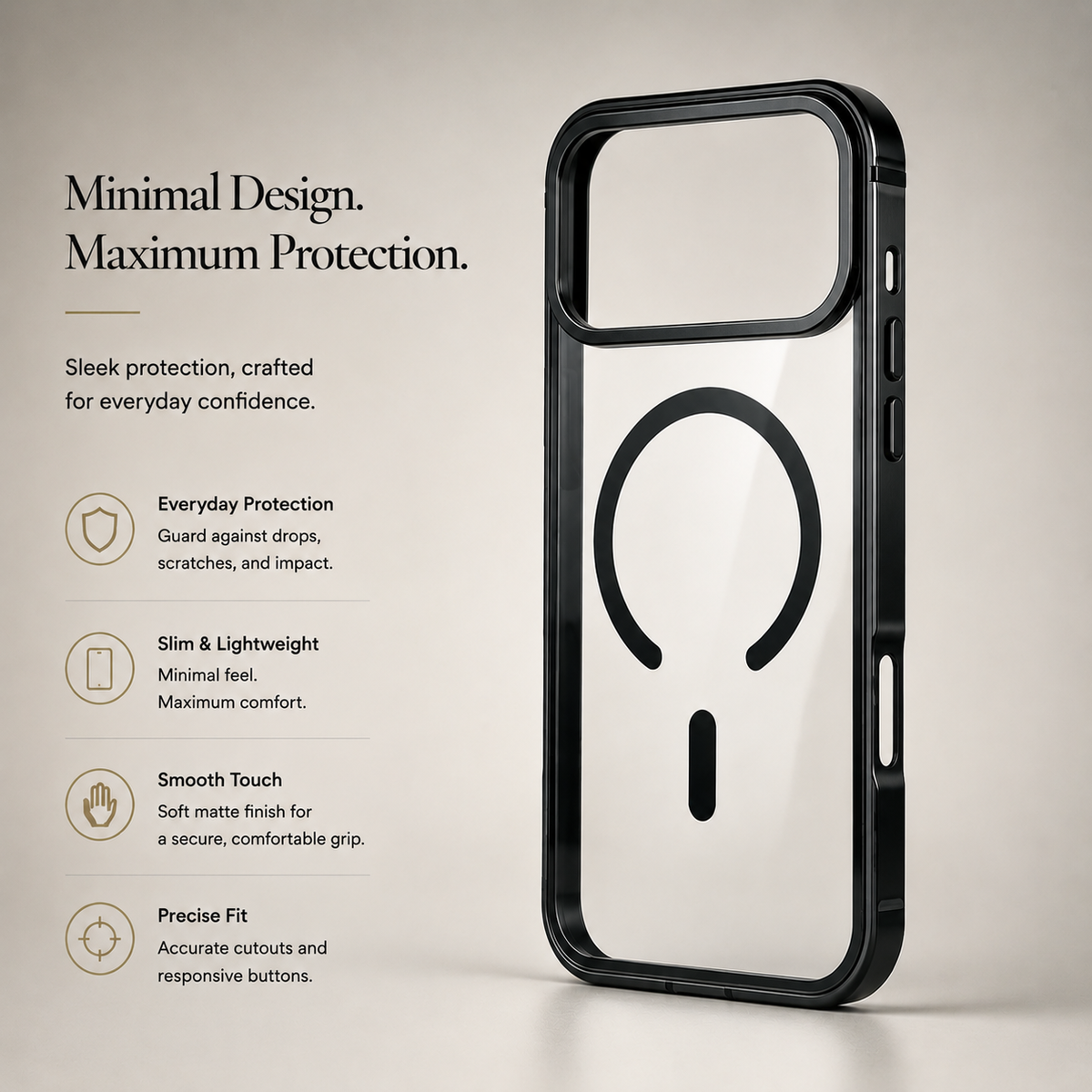 Premium iPhone Case Metal Frame Magnetic Cover Clear Back Protective Slim Full Coverage