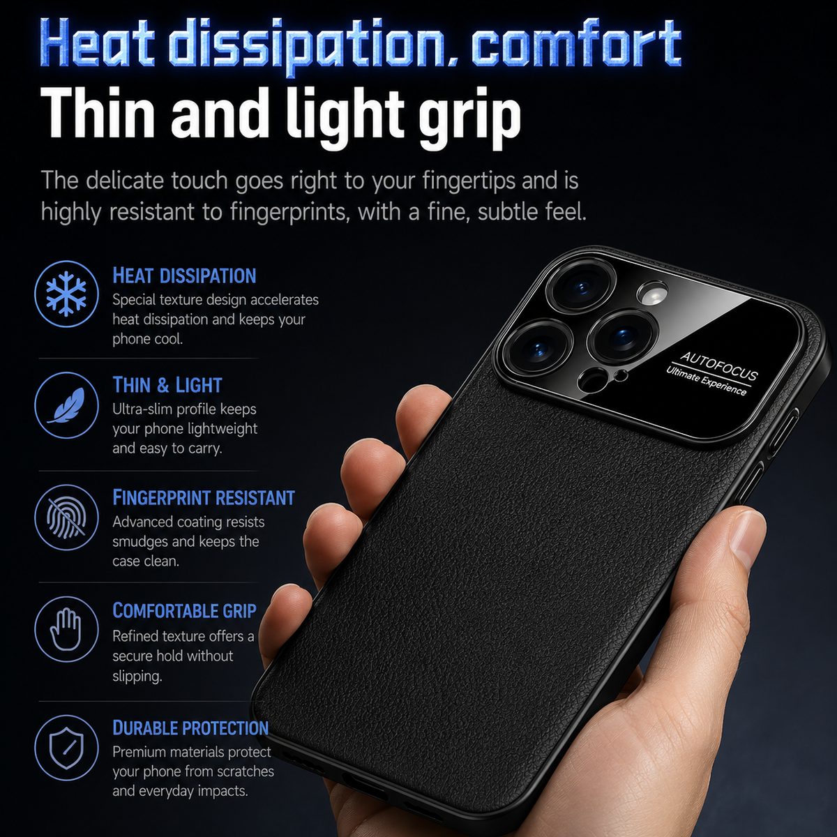 Premium iPhone Case Plain Leather Magnetic Cover MagSafe Compatible Anti Fingerprint Anti Scratch Slim Half Wrapped Protective Case with Heat Dissipation Side Vents