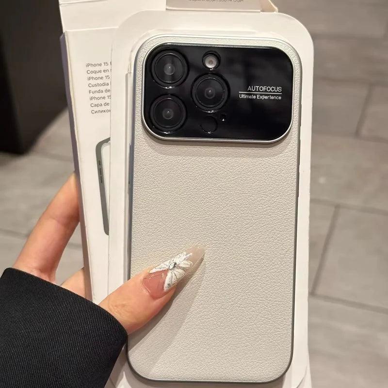 Premium iPhone Case Plain Leather Magnetic Cover MagSafe Compatible Anti Fingerprint Anti Scratch Slim Half Wrapped Protective Case with Heat Dissipation Side Vents