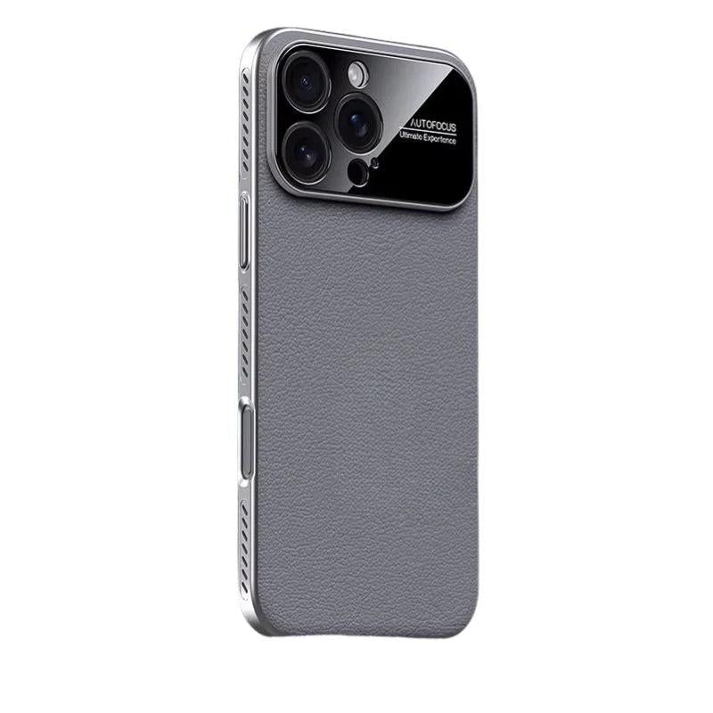 Premium iPhone Case Plain Leather Magnetic Cover MagSafe Compatible Anti Fingerprint Anti Scratch Slim Half Wrapped Protective Case with Heat Dissipation Side Vents