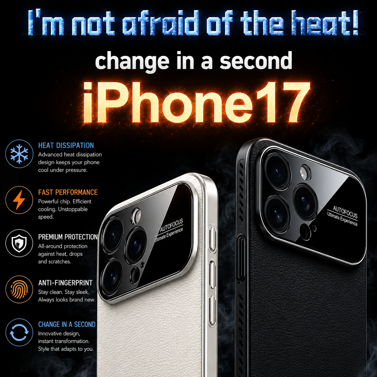 Premium iPhone Case Plain Leather Magnetic Cover MagSafe Compatible Anti Fingerprint Anti Scratch Slim Half Wrapped Protective Case with Heat Dissipation Side Vents