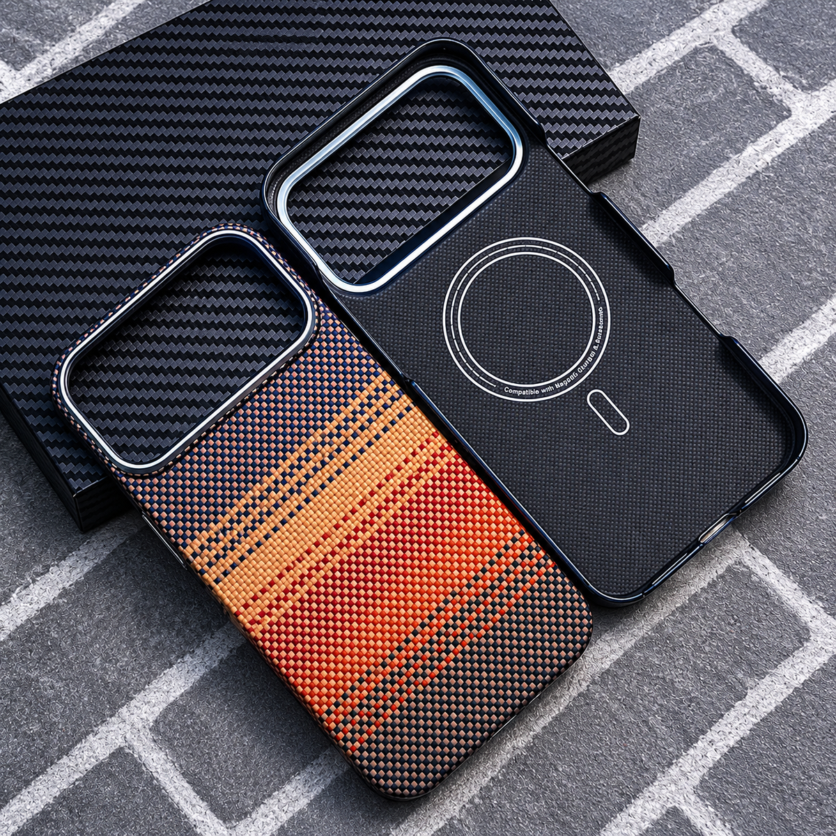 Premium iPhone Case Real Aramid Carbon Fiber Magnetic MagSafe Compatible Lightweight Shockproof Protective Cover