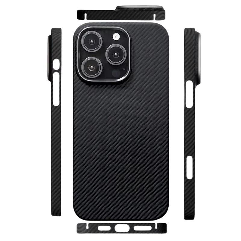 Premium iPhone Case Real Carbon Fiber Aramid Ultra Thin Full Coverage Cover Shockproof Anti Fingerprint Lightweight Protective Design