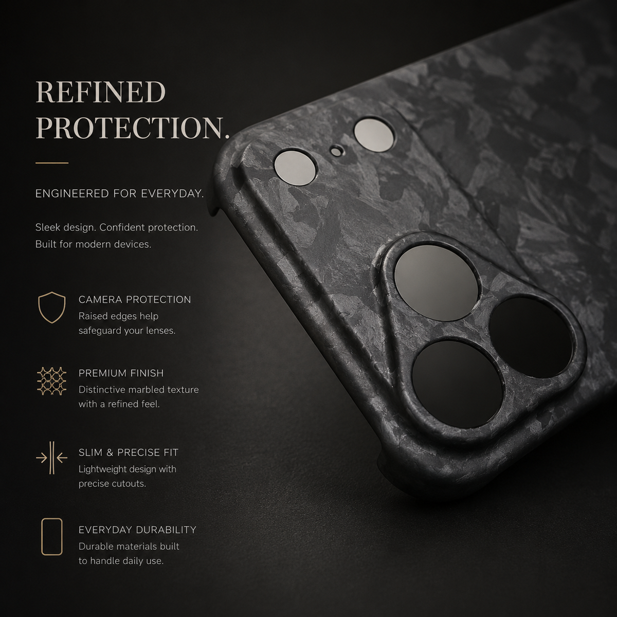 Premium iPhone Case Real Forged Carbon Fiber Lightweight Slim Cover Anti Fingerprint Non Slip Tough Protective Case