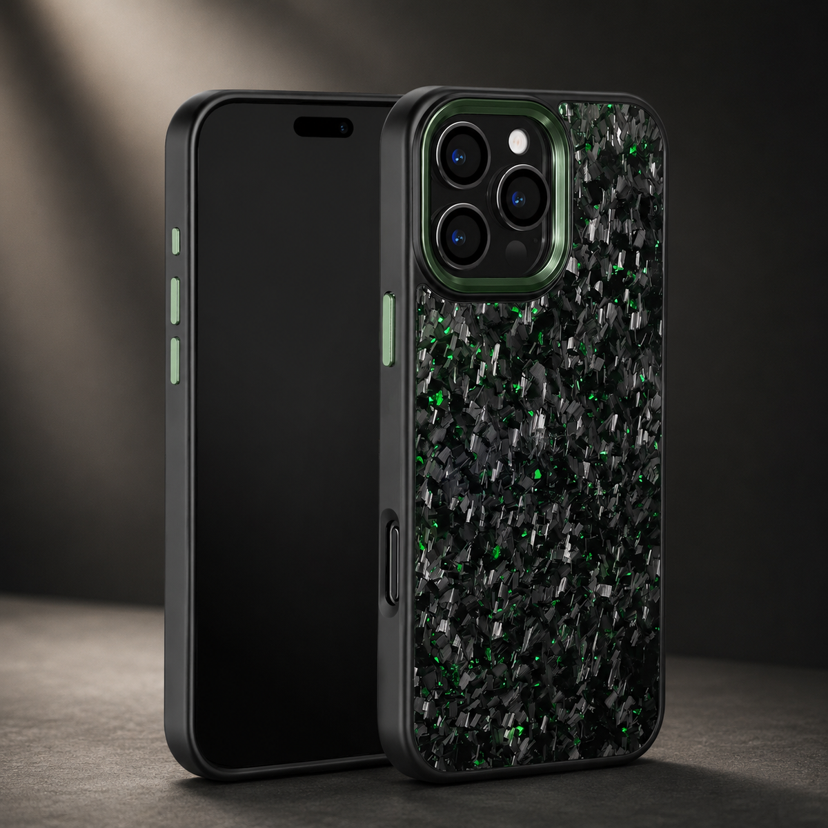 Premium iPhone Case Real Forged Carbon Fiber MagSafe Cover Metal Lens Accents Shockproof Dual Layer Protection